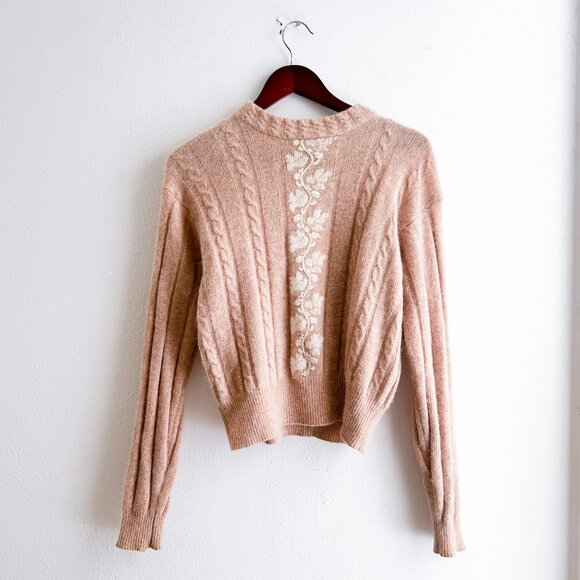 Vintage Liz Claiborne Collection Angora Wool Sweater Soft Blush Floral - Picture 2 of 9